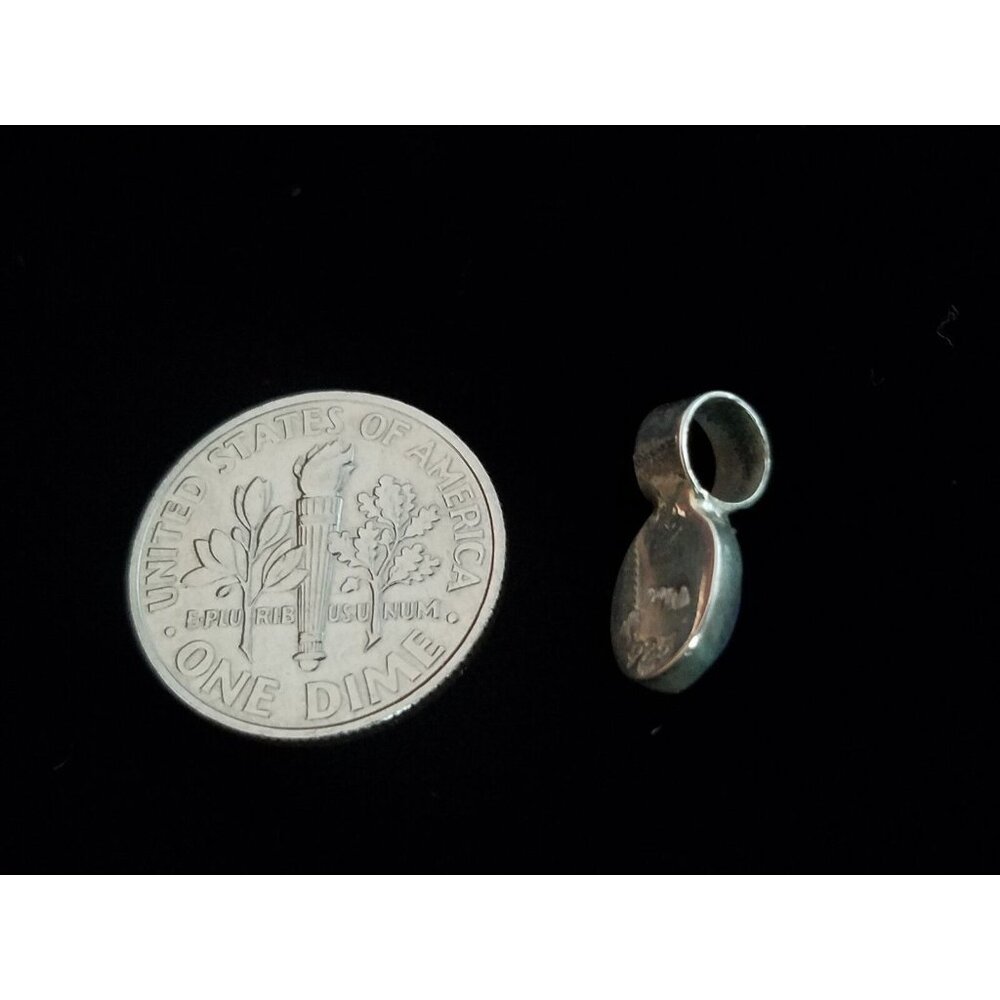 Sterling silver 925 charm oval pendant NEW vintage faux opal artisan handcrafted - Picture 3 of 6